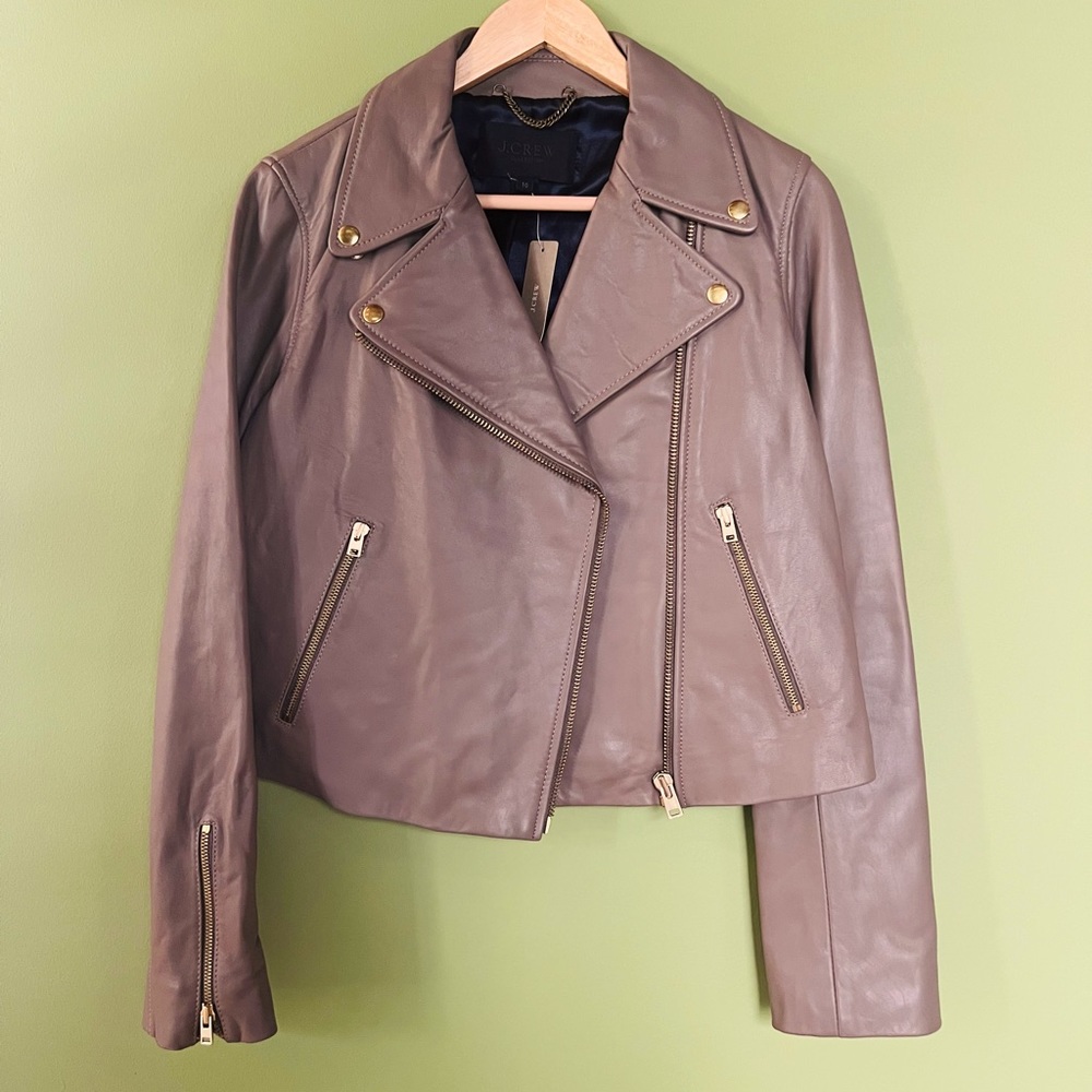 NWT J Crew leather crop jacket.